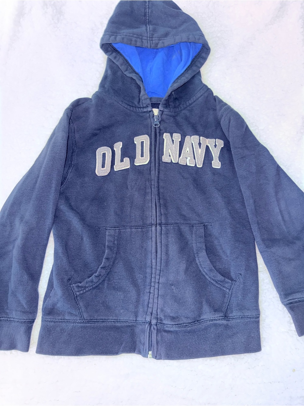 Old Navy Navy Blue Zip Hoodie with Bright Blue Hood Lining